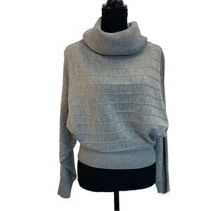 Gray ribbed dropped Sleeve high rolled neck sweater Sz S